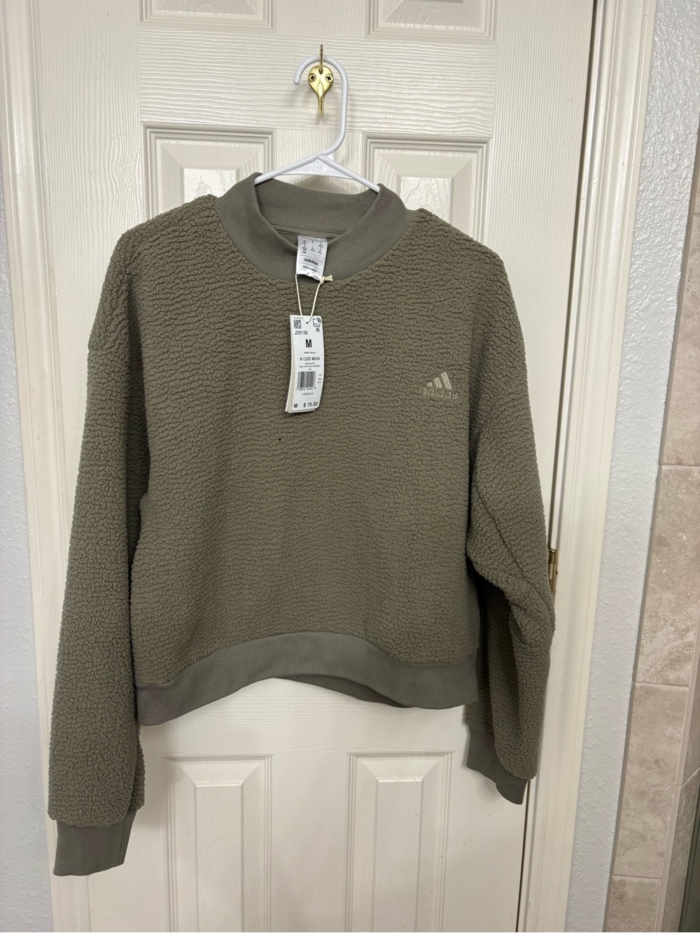 Adidas Women’s Olive Green Sherpa Crewneck Sweater